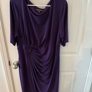 Connected Apparel Elegant Purple Midi Dress